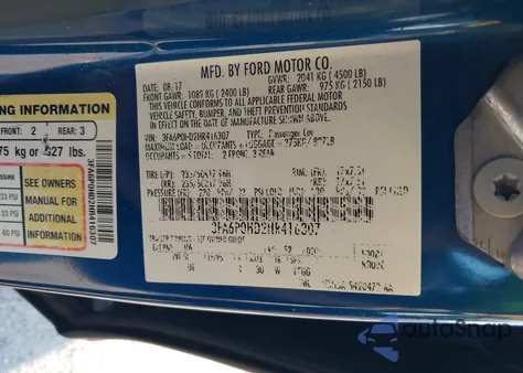 2017 Ford Fusion Se z USA, uszkodzony, nr VIN 3FA6P0HD2HR416307